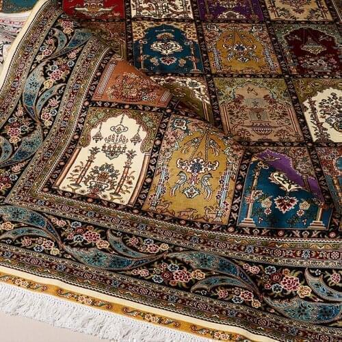 230 Lines 6x9 ft Hand Knotted Silk Carpet Architectural Scenes Persian Handmade Carpets And Rugs Living Room
