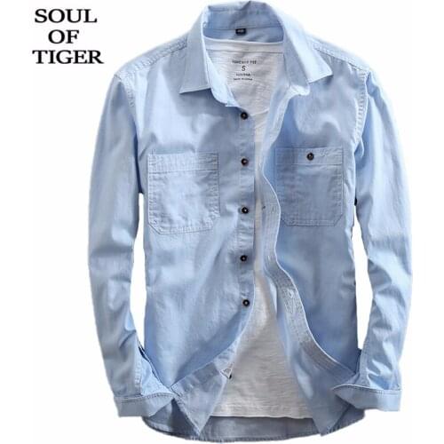 Мужские хлопковые рубашки SOUL OF TIGER China At AliExpress