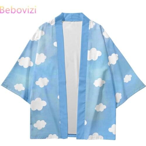 Cloud Print Loose Japanese Streetwear Cardigan 2021 Plus Size Beach Women Men Harajuku Haori Cosplay Kimono Top Yukata Clothes