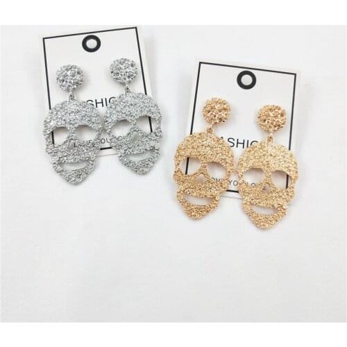 TARCLIY Fashion Trendy Geometric Irregular Texture Metal Skull Earrings Simple Exaggerated Face Contour Earring Women Jewelry