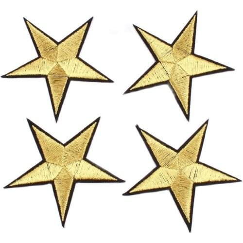 10pcs/lot 7.5cm Iron On Gold Star Stickers Embroidery Clothes Stars Patches Sewing Appliques DIY Jeans Coats Shoes Hats Badge