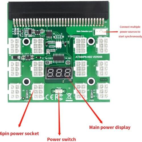 TISHRIC 12*6/17*6pin Server Power Conversion Board Breakout Board for HP 750W/1200W GPU PSU Power Module Server Card Conversion