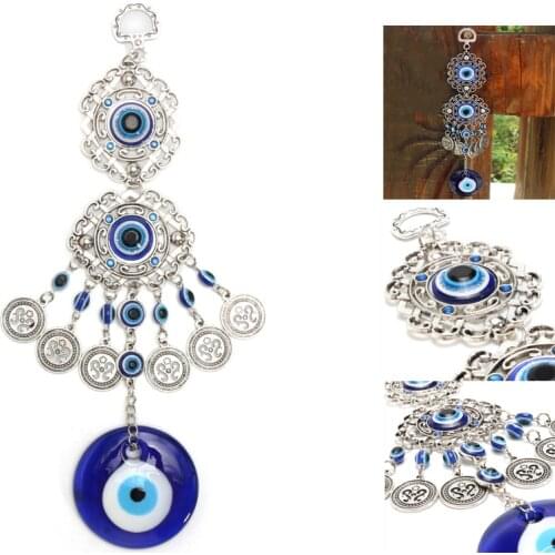 Wind Chimes Turkish Blue Eye Horseshoe Elephant Pendant Good Luck Amulet Lucky Protection Car Ornament Turkish Jewelry Ornaments