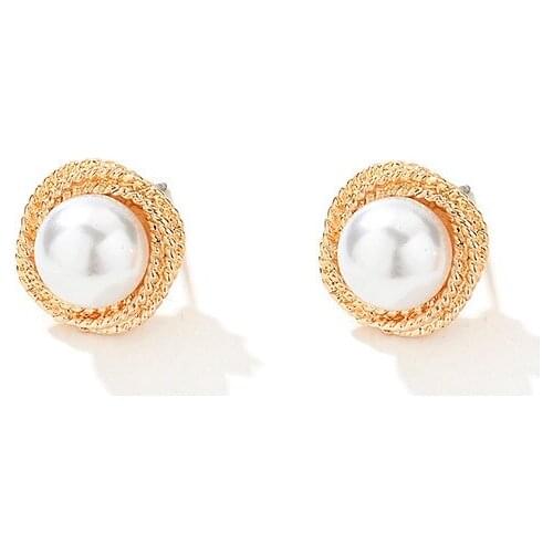 Imitation Pearls Round Stud Earrings for Woman Gold Color Earring Bijoux Simple Small Earring Fashion Ear Jewelry