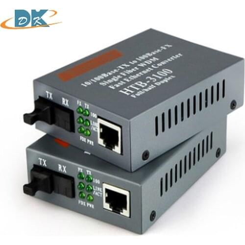 1 Pair media converter fiber optic HTB-3100 AB SM gagbit iswitch ethernet Fiber SC Port 20KM External Power Supply 10/100M