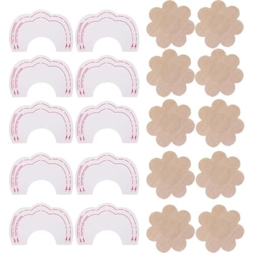 10pcs Instant underwear breasts bare bra invisible Lift stickers +10pcs nipple cover women chest bikini underwear sutian pasties