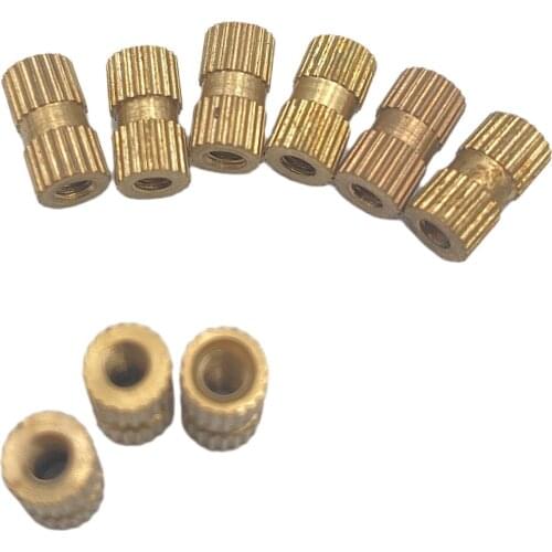 100pc Copper Inserts Brass Double Pass Knurl Nut M2 M2.5 Embedded Fastener