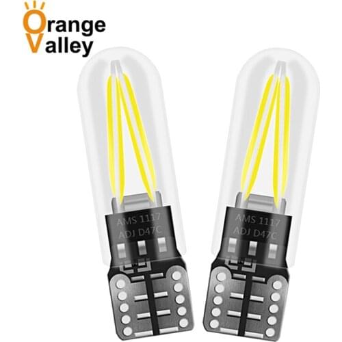 200Pcs T10 W5W LEDs 194 501 Filament COB Glass Car Light Auto reading light Wedge Door Instrument Side Bulb Lamps DC 12V