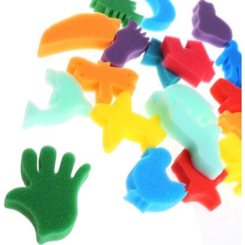 24Pcs Sponge Set Children Kids Art Craft Painting DIY Toy Home Education School HX6A