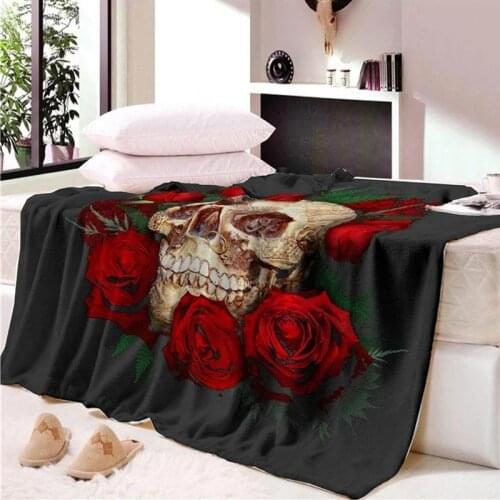 3D DIY Custom Nap Blanket Super Soft Cozy Velvet Plush Throw Blanket Bedspread Floral Skull Modern Line Art Sherpa Travel