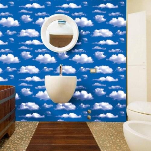 3d Blue Sky White Cloud Wall Paper Diy Furniture Ceiling Decor Self Adhesive Wallpaper Sticker Waterproof Pvc Wallpapers Ez052