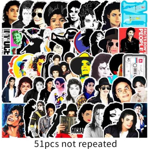 51 pcs Rock Singer Michael Jackson Graffiti Stickers Suitcase Laptop Helmet Waterproof Sticker On Motorcycle car Decal