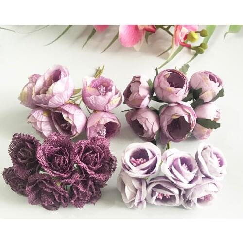 6/8/10/12/50/70/90pcs Mix Purple Flower Cherry Stamen Berries Bundle DIY Christmas Wedding Cake Gift Box Wreaths Decor