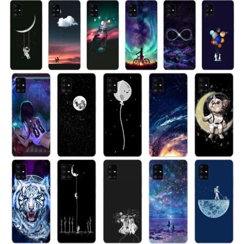 67 Star Moon Space Astronaut Funny Soft Silicone Tpu Cover phone Case for Samsung Galaxy A31 A41 A51 A71 A40 2019 Case