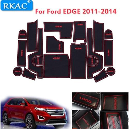 RKAC Car Anti-Slip car door mats Slot Mat Rubber Coaster for Ford EDGE 2011-2014 Facelift Interior Trim Stickers Accessories