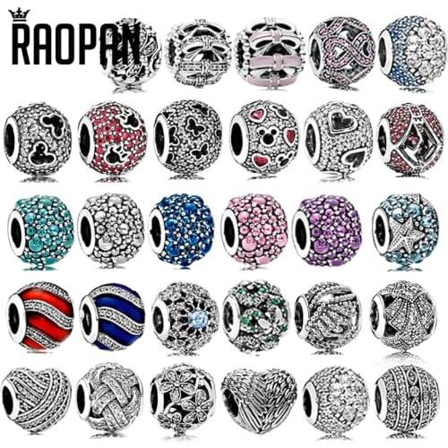 RAOPAN butterfly hollow dreamy glitter 925 silver zircon charm beads suitable for original bracelet diy female jewelry