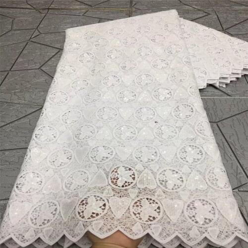 White African Lace Fabric With Sequins Milk Lace 2021 High Quality Lace Nigerian Embroidery Lace Fabric For Wedding Sewing x1-72