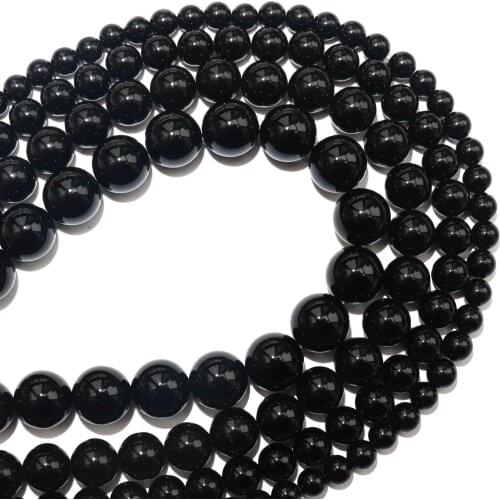 Free Shipping Natural Stone Black Agates Stone Round Beads 4 6 8 10 12 MM Pick Size For Jewelry Making Diy Bracelet Necklace