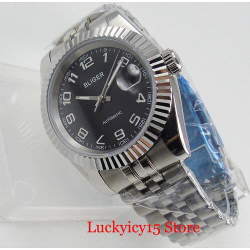 BLIGER Self Winding Men Watch Sapphire Glass Date Function MIYOTA Movement Deployment Clasp