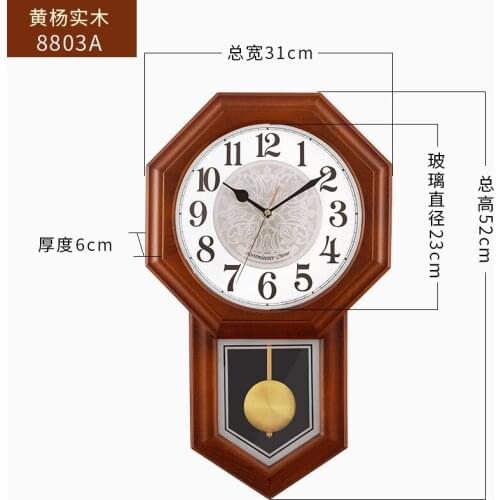Large Wood Vintage Wall Clock Pendulum Chinese Style Living Room Wall Watch Big Retro Silent Relogio Parede Loft Decor ZB6WC