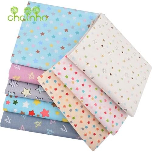 Chainho,Printed Twill Cotton Fabric,DIY Sewing&Quilting For Baby&Childrens Bedding Material,Stars Series,100x160cm or 40x50cm
