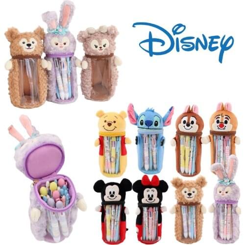 Disney Mickey mouse StellaLou Large Capacity Pencil Case Stitch Duffy pen eraser ruler Stationery Box doll bag School Supplies