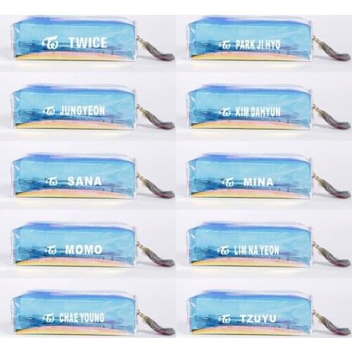 Kpop TWICE Lim Na Yeon MOMO Tzuyu Mina Wallet Laser Square Transparent pocket laser receiver baghandbag pen bag stationery New