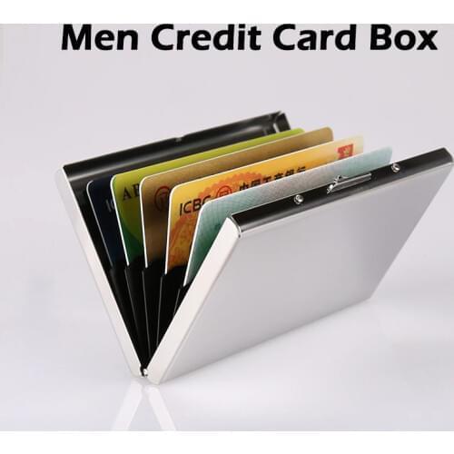 Men Stainless Steel Credit Card Box Holder Slim Anti Protect Travel ID Cardholder Women Rfid Wallet Metal Case Porte Carte