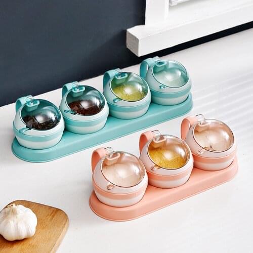 Salt Sugar Container Plastic Herbs And Spice Box Condimenters For Kitchen Salt Pot Seasoning Organizer