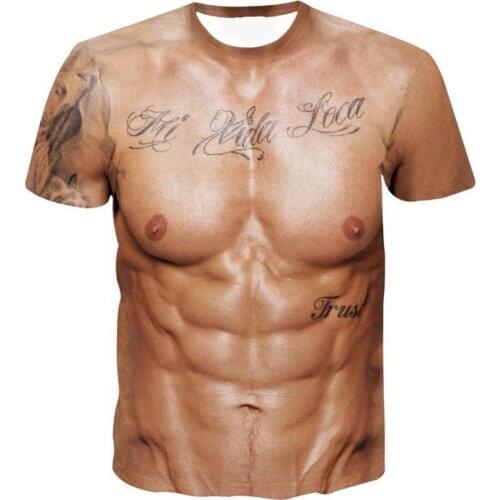 Hot selling Bodybuilding Simulated Muscle mens tshirt 3D print Hip Hop Funny T-shirt Classic O-neck T shirt summer fashion tops
