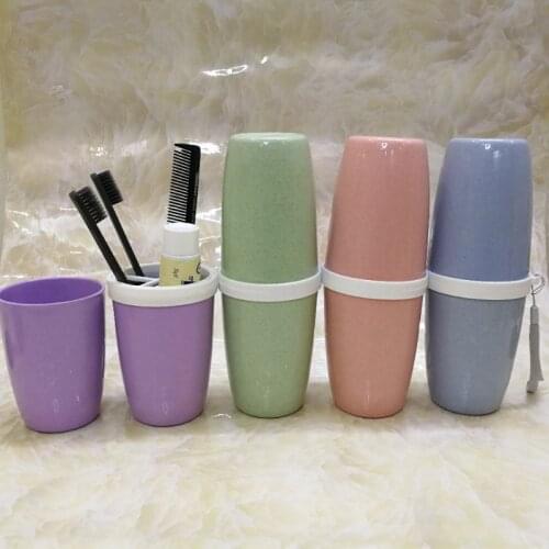 Fashionable Wheat Straw Travel Toothbrush Case Portable Toothbrush Cup Mouthwash Cup Simple Wash Cup Toothbrush Cup