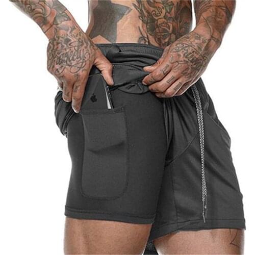 2020 NEW Mens Running Shorts Mens 2 in 1 Sports Shorts Male double-deck Quick Drying Sports men Shorts Jogging Gym Shorts men