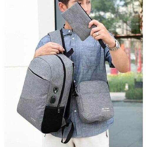 3Pcs Laptop Backpack For Men Anti Theft Waterproof Canvas Backpack Men Business Travel Bag School Backpack Bag