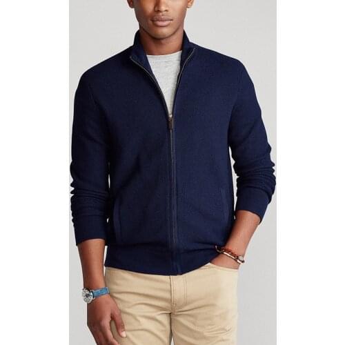 New Mens Cotton High Neck Zipper Sweater Men Winter Solid Color Slim Cardigan Casual Business Sweater Mens Clothes