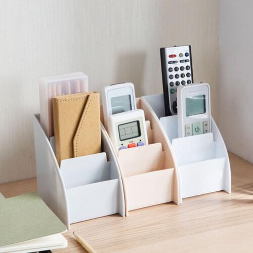 New Portable TV Remote Control Holder Tea Table PP Storage Box 3 Grid Office Desktop Tidy Stationery Organizer Rack