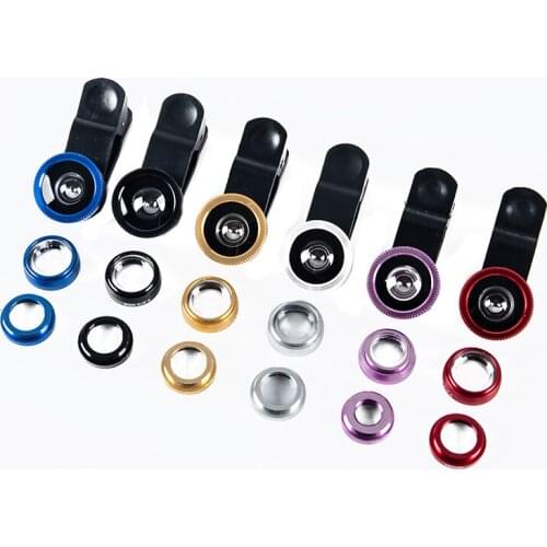 3-in-1 Wide Angle Macro Fisheye Lens Camera Kits Mobile Phone Fish Eye Lenses with Clip 0.67x for iPhone Samsung All Cell Phones