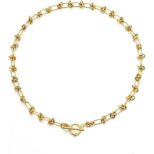 Stainless Steel Braid Chain Toggle Necklaces For Women Metal Knot Weave Chain Necklace Heavy Duty Womens Neck Chain Choker