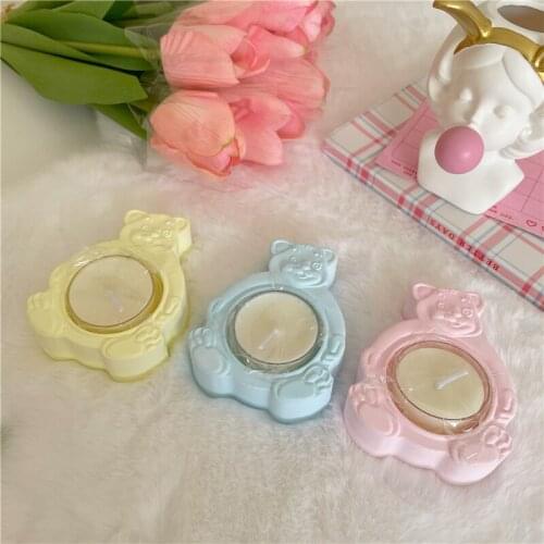 Bear Tea Wax Candlestick Silicone Mould Home Decorative Diy Crafts Candle Holder Casting Tool Crystal Epoxy Resin Mold