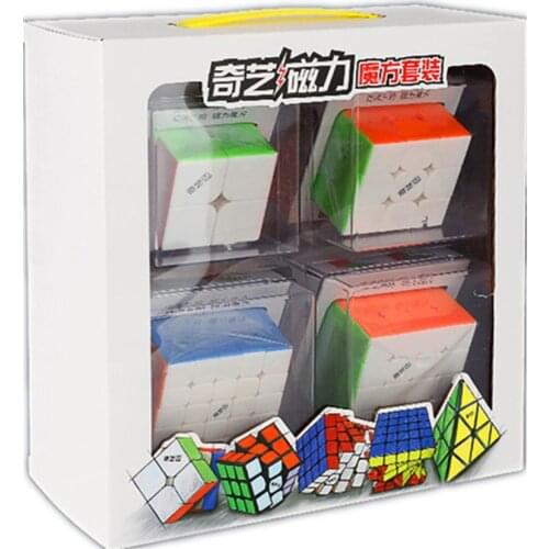 Qiyi Magnetic Magic Cube 2x2 3x3x3 Cube 4x4 5x5 Cube 4Pcs/Set Qiyi Magnet cube 3x3 Puzzle cubo magico Educational Toys Gift Toys
