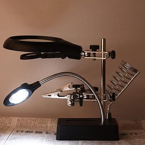Circuit Board Repair Welding Auxiliary Clip Magnifying Glass Motherboard Soldering Iron Stand Welding Bracket With LED Light