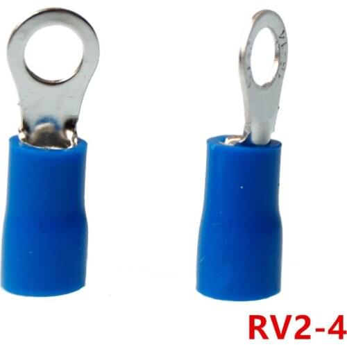 RV2-4 Blue Ring Insulated Wire Connector Electrical Crimp Terminal Cable Wire Connector for 1.5-2.5mm2 100PCS/Pack RV2.5-4 RV