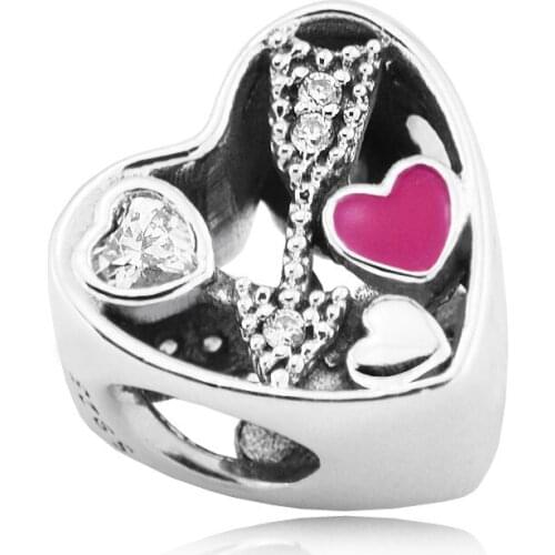 Love Struck Silver Beads for Jewelry Making DIY Valentine Day Love Arrow Silver 925 Jewelry Heart Beads for Charms Bracelets