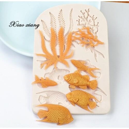 DIY Seaweed Silicone Molds For Baking Fish Cake Border Fondant Cake Decorating Tools Sea Coral Cupcake Chocolate Moulds M1588