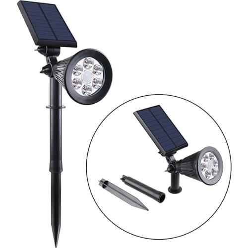 Solar Garden Spotlight with Motion Sensor Outdoor Waterproof 6 LEDs 2-in-1 Solar In-Ground Landscape Spotlights & LED Wall Lamps
