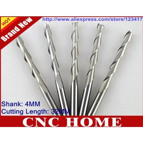 10pcs 4*32MM 2 Flutes Spiral Carbide Bits, End Milling Cutters, Wood Router Tools, Cutting Slotting Engraving on PVC, MDF, Acryl