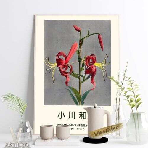 Kazumasa Ogawa Exhibition Museum Poster Lily Hand-Colored Collotype From Some Japanese Flowers Retro Canvas Painting Home Decor
