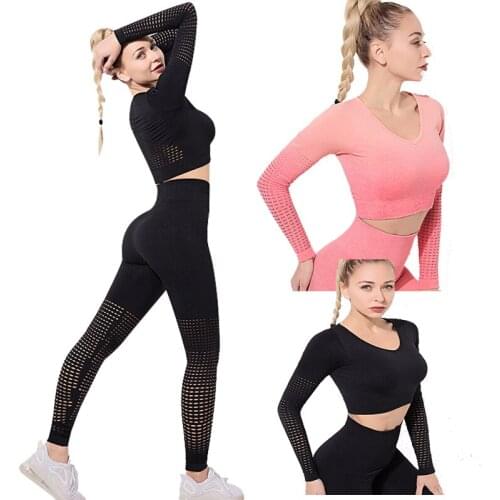 Women outfit leggings tracksuit Sport bras top Long sleeve Sportswear Suit Female Fitness Sport Long Sleeve Yoga Suit Running