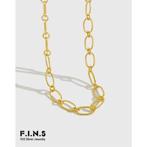 F.I.N.S Classic S925 Sterling Silver Gold Silver Link Chain Necklaces for Women 925 Silver Choker Necklace Fine Jewelry
