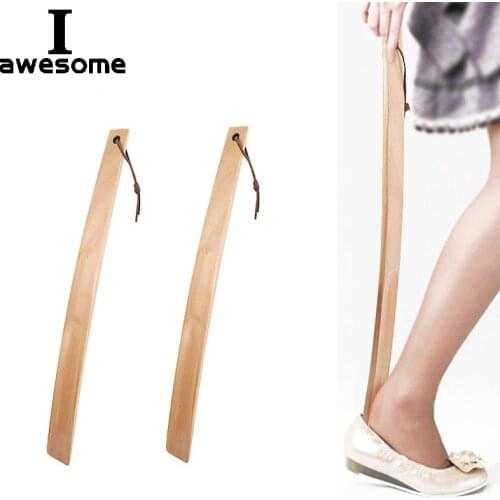 1pc 38cm Professional Wooden Shoe Horn Flexible Long Handle Shoehorn Useful Shoe Lifter Professional Shoe Spoon Home Tools