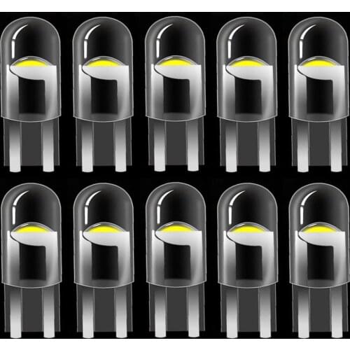 10PCS New T10 W5W WY5W 168 501 2825 COB LED Car Wedge Parking Lights Side Door Bulb Instrument Lamp Auto License Plate Light 12V